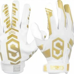 Coupon ✨ Sports Unlimited Clutch Adult Receiver Football Gloves White/Gold 🔥 -football sales Store 1511 fgar whitegold xl mainProductImage FullSize