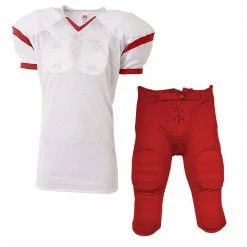 Hot Sale 😍 A4 Rollout Youth/Adult Custom Football Uniform with Integrated Football Pants White/Red ❤️ -football sales Store 488 n4265 su fpdn whitered mainProductImage FullSize