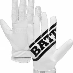 Cheapest ✔️ Battle Sports Double Threat Adult Receiver Gloves White ❤️ -football sales Store 897 doublethreat adult white l mainProductImage FullSize